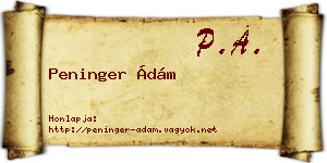 Peninger Ádám névjegykártya